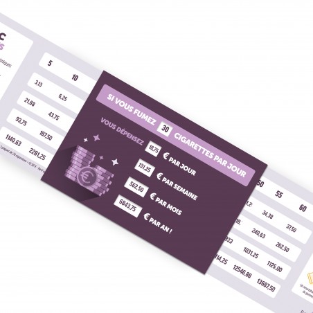 Stop Tabac® Économies. Réglette 3 volets format poche