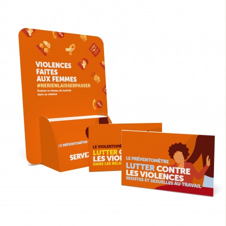 Présentoir conçu pour les dépliants Violentomètre ou Préventomètre