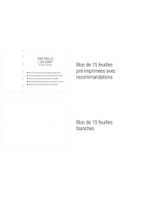 Bloc de 15 feuilles avec recommandations ou Bloc de 15 feuilles blanches, au choix