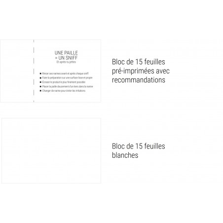 Bloc de 15 feuilles avec recommandations ou Bloc de 15 feuilles blanches, au choix