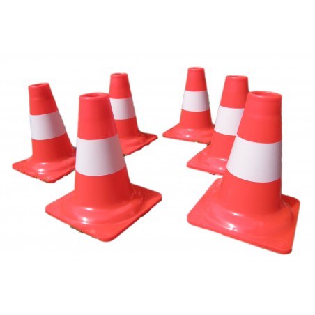 20 cônes de balisage - 20cm de haut en plastique souple, bande sérigraphiée